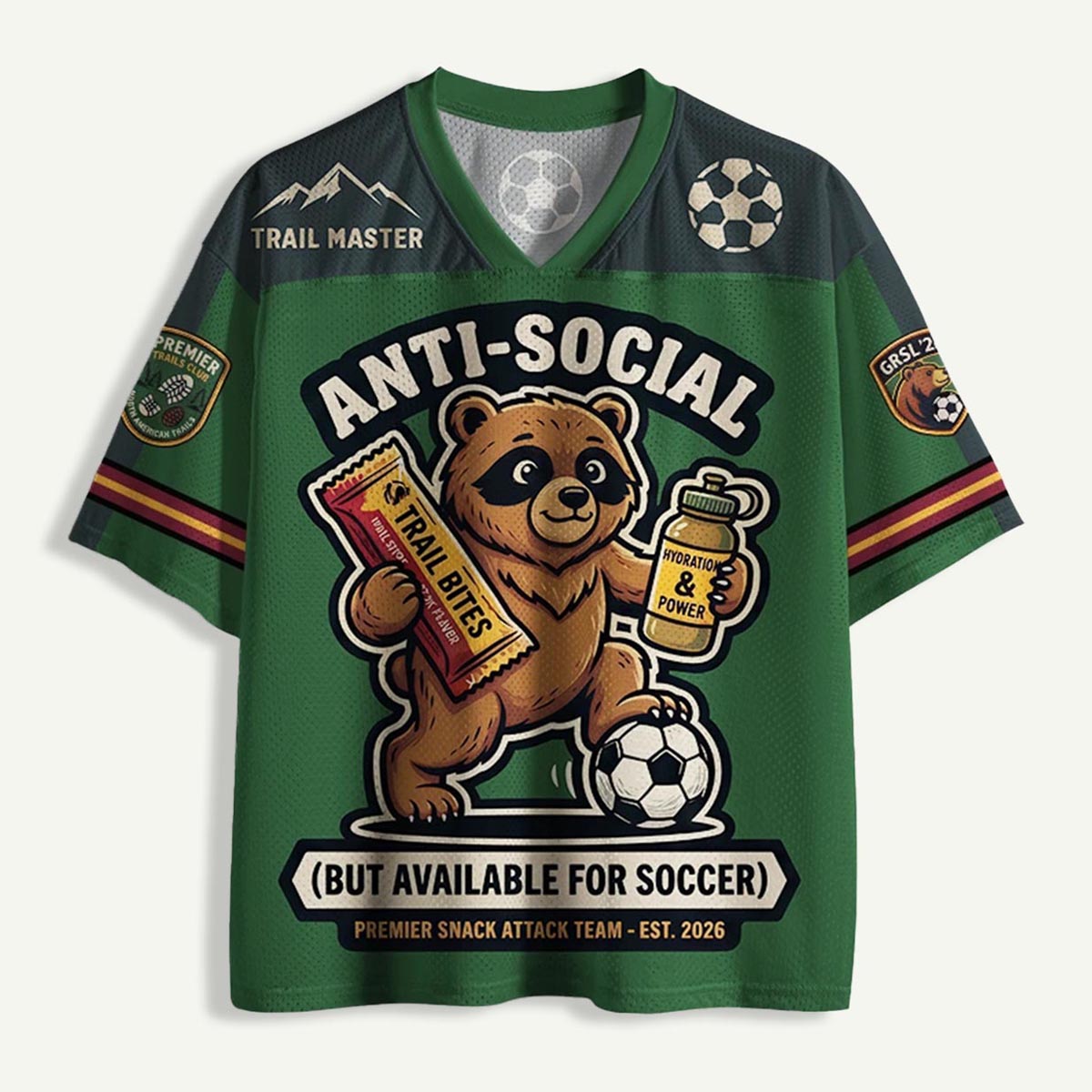 Anti‑Social But Available for Soccer Bear Mesh Jersey