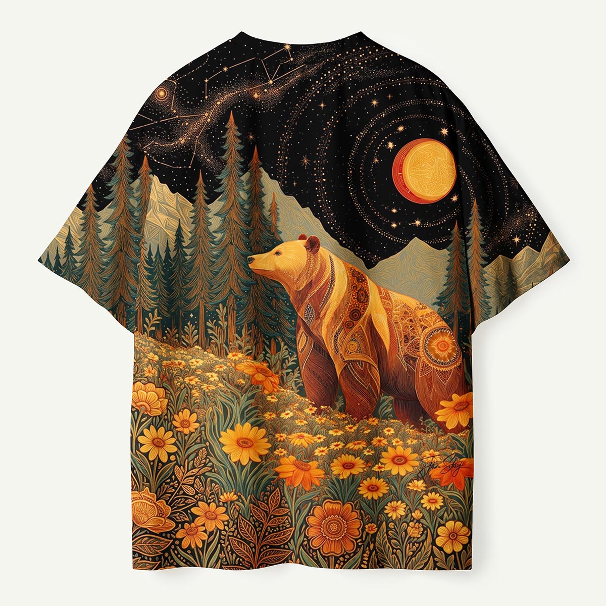 Bear in Wildflower Meadow Night Sky Premium Eco Tee