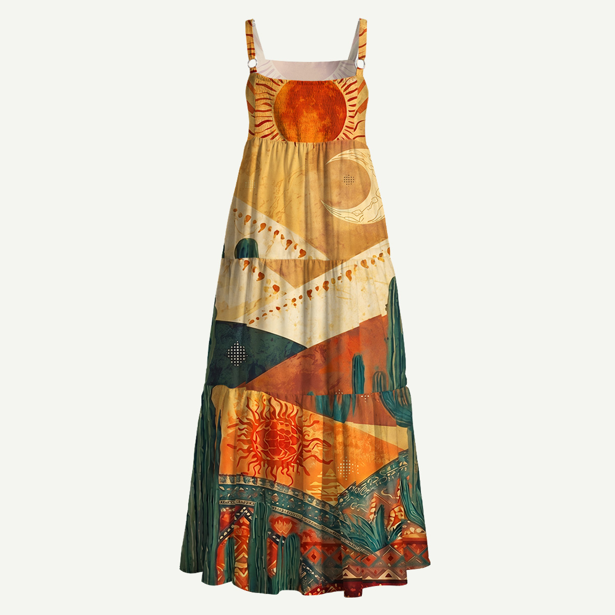 Desert Sun Bohemian Straps Maxi Dress With Pockets