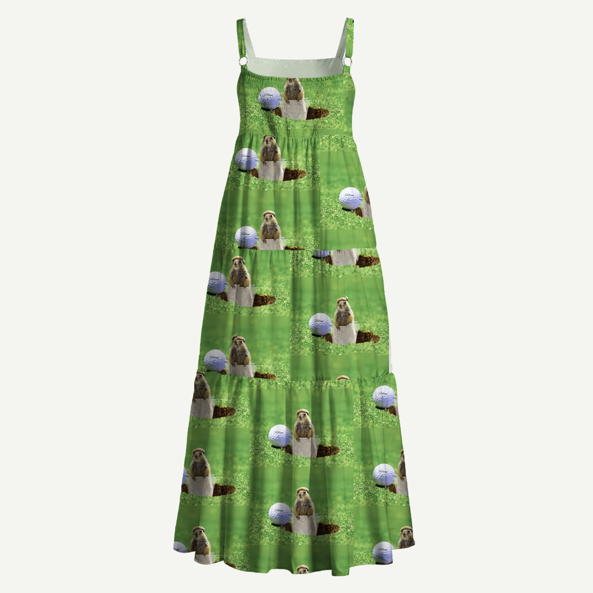 Whimsical Gopher Golf Straps Maxi Dress With Pockets