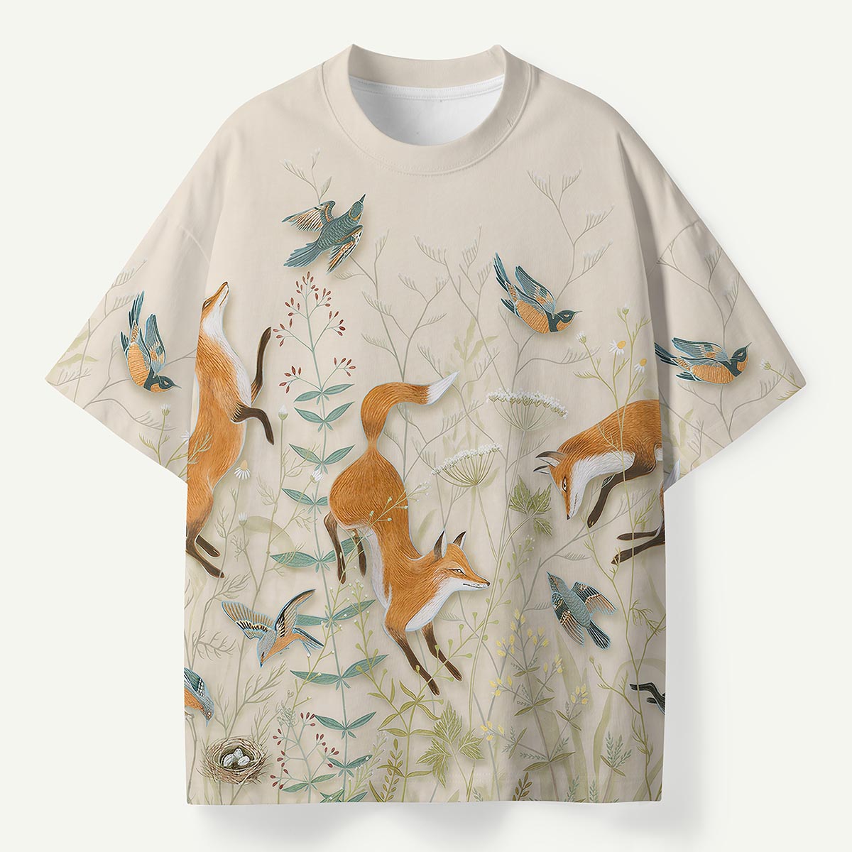 Fox and Wild Birds Botanical Premium Eco Tee