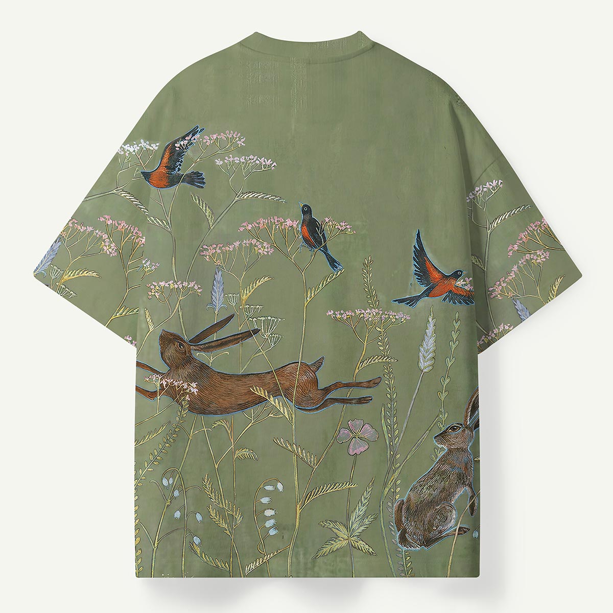 Hare and Wild Birds Meadow Premium Eco Tee