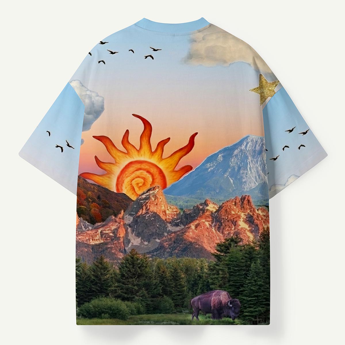 Mountain Sunrise and Bison Premium Eco Tee