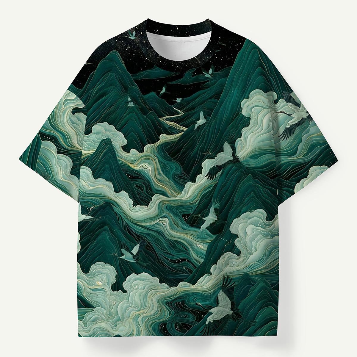 Layered Mountain and Flowing Clouds Premium Eco Tee