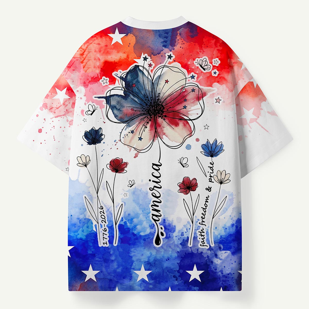 America 1776‑2026 Floral Independence Day Premium Eco Tee