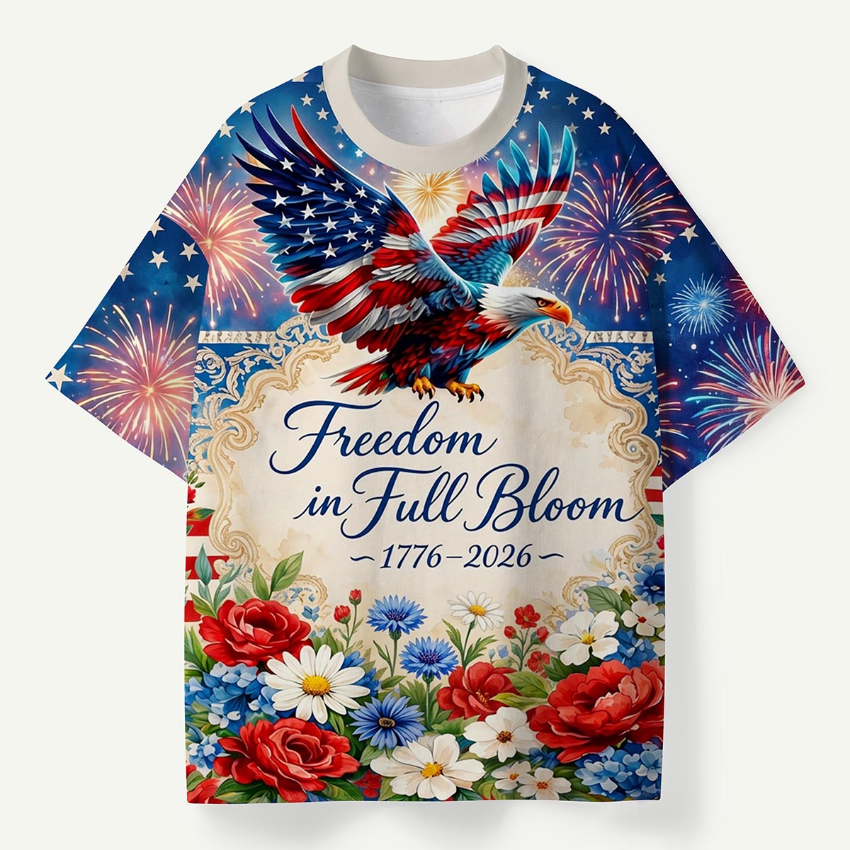 Eagle and Fireworks 1776‑2026 Freedom Premium Eco Tee