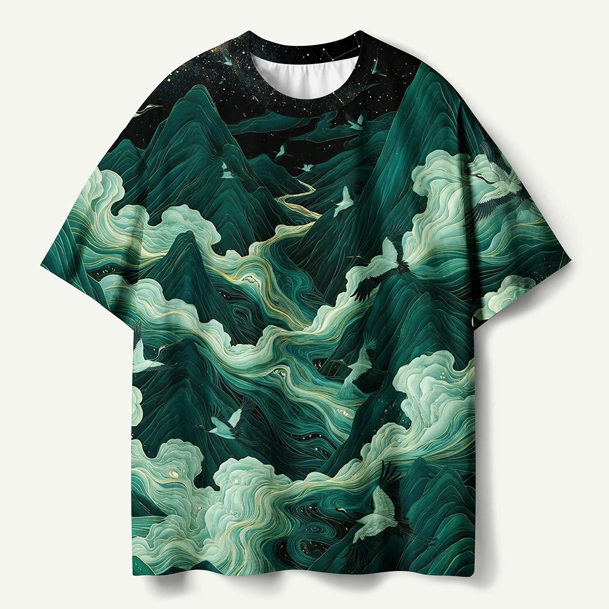 Layered Mountain and Flowing Clouds Premium Eco Tee