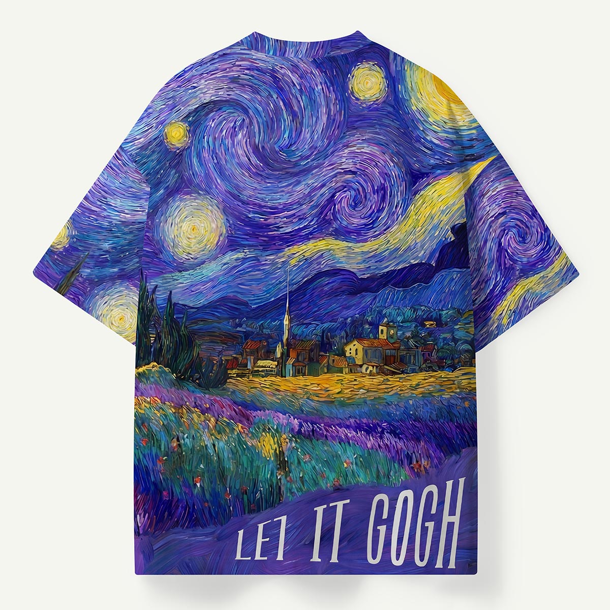 Swirling Night Sky Village Landscape Premium Eco Tee