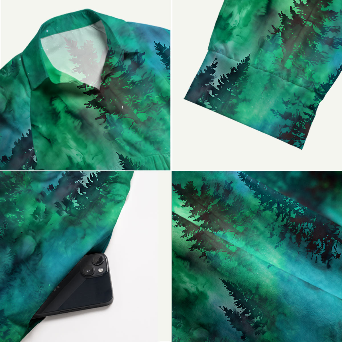 Nature Glowing Forest Tree Midi Dress With Pockets