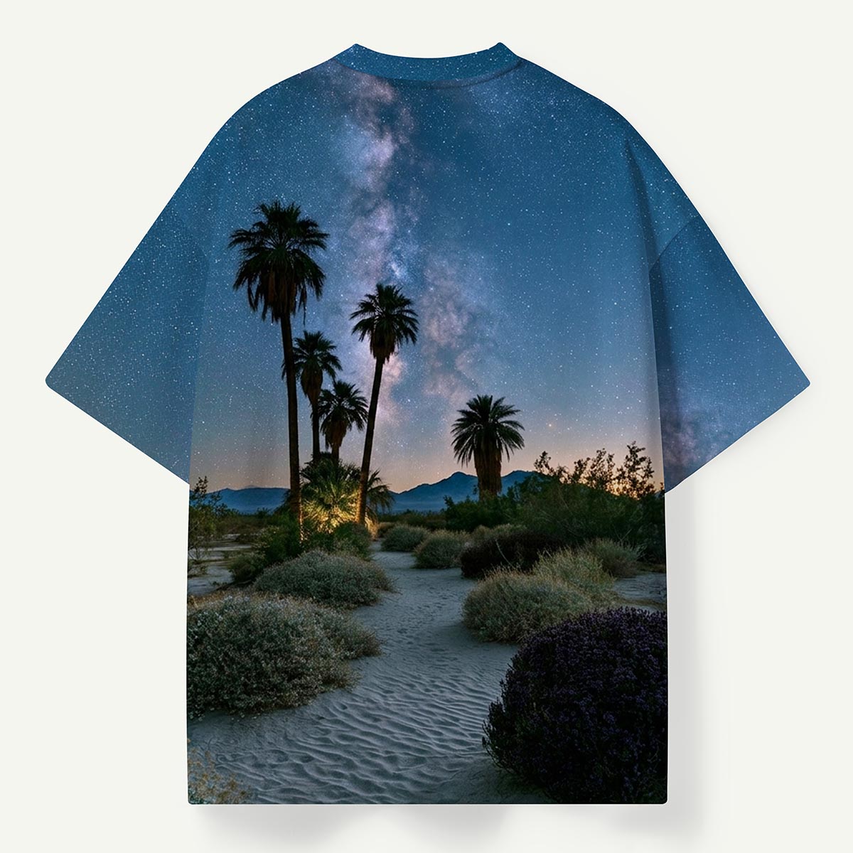 Desert Palm Trees Night Sky Galaxy Premium Eco Tee
