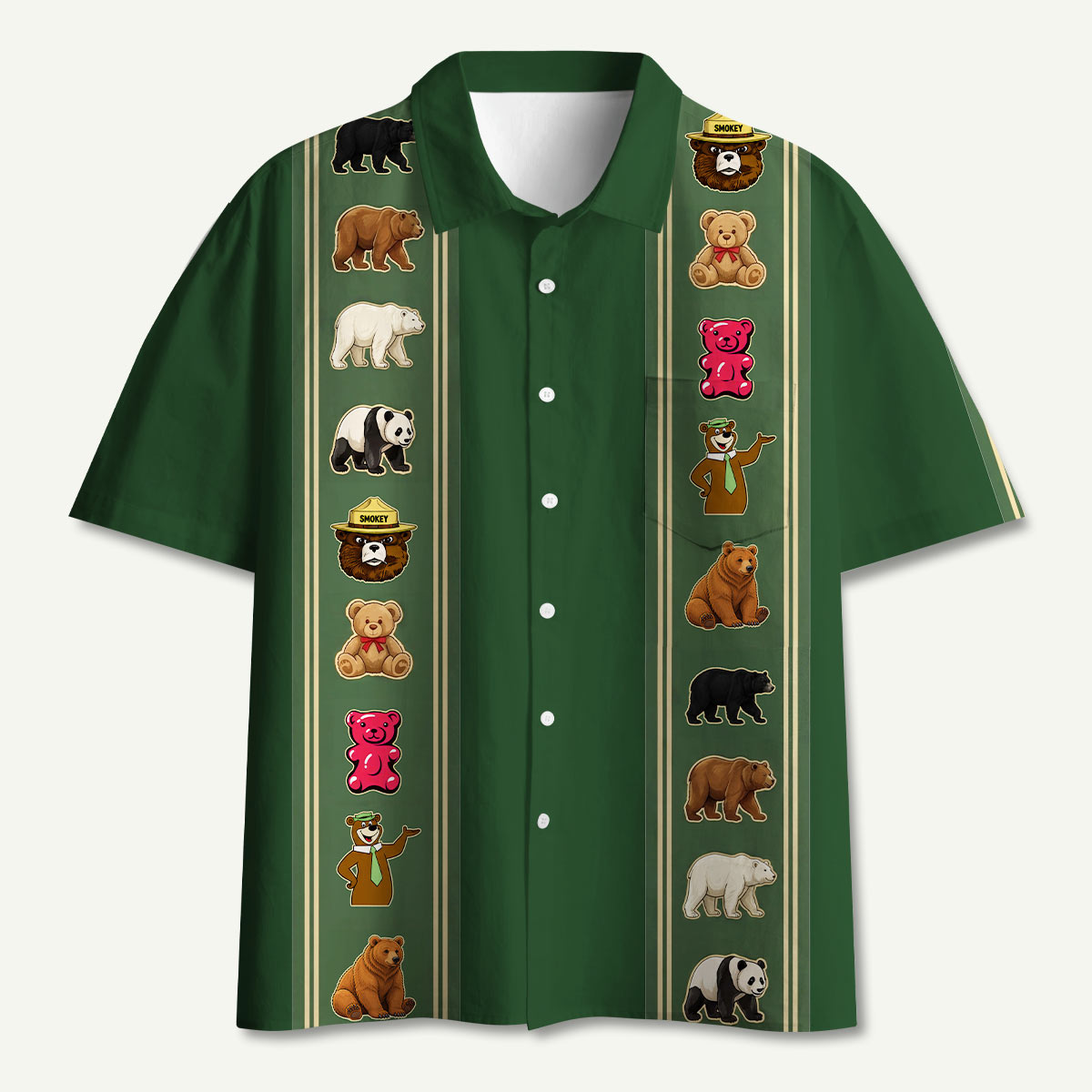 Department of Wildlife Bear Identification Hawaii Button Up Pocket Shirt