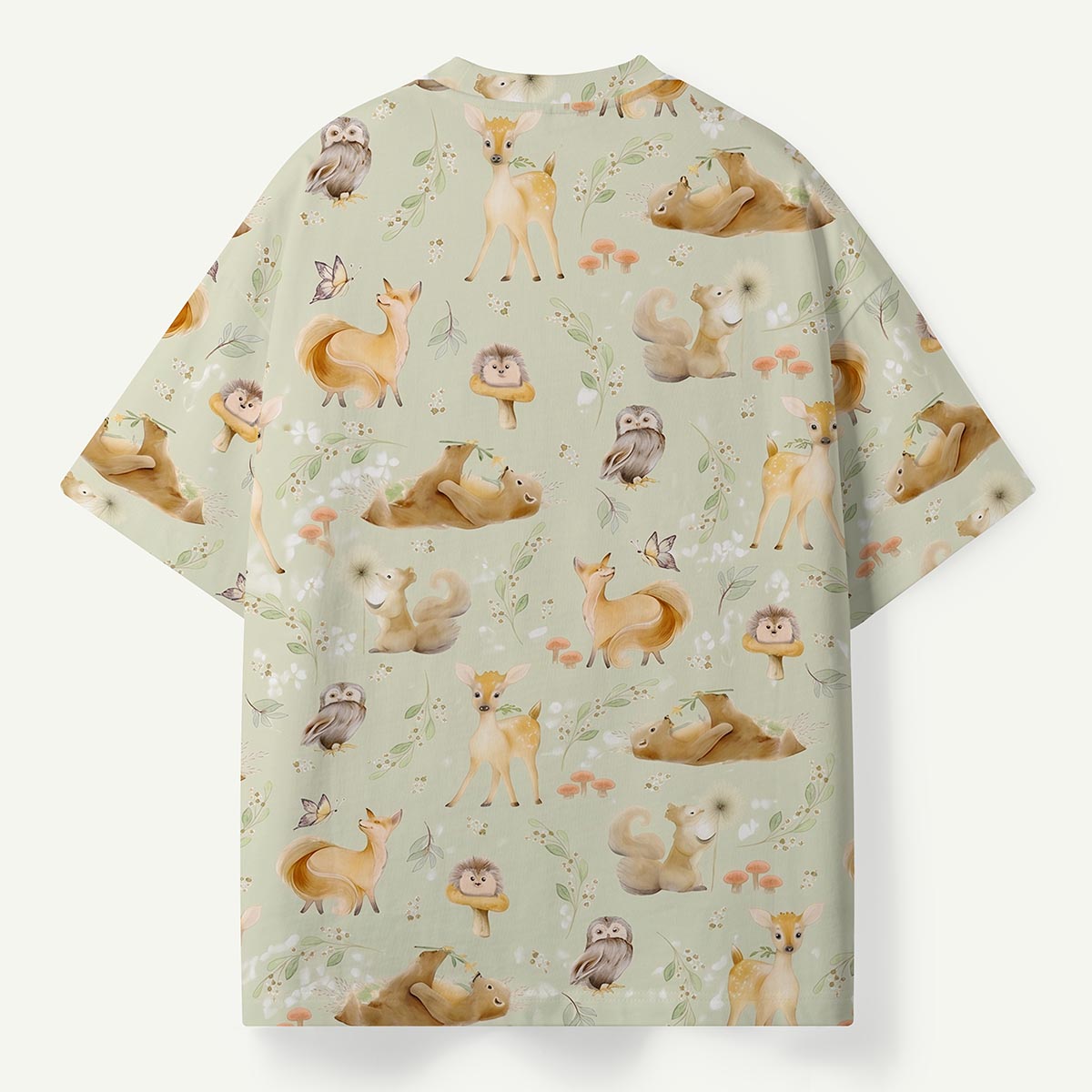 Forest Animals Deer Fox Mushrooms All-Over Print Eco T-Shirt