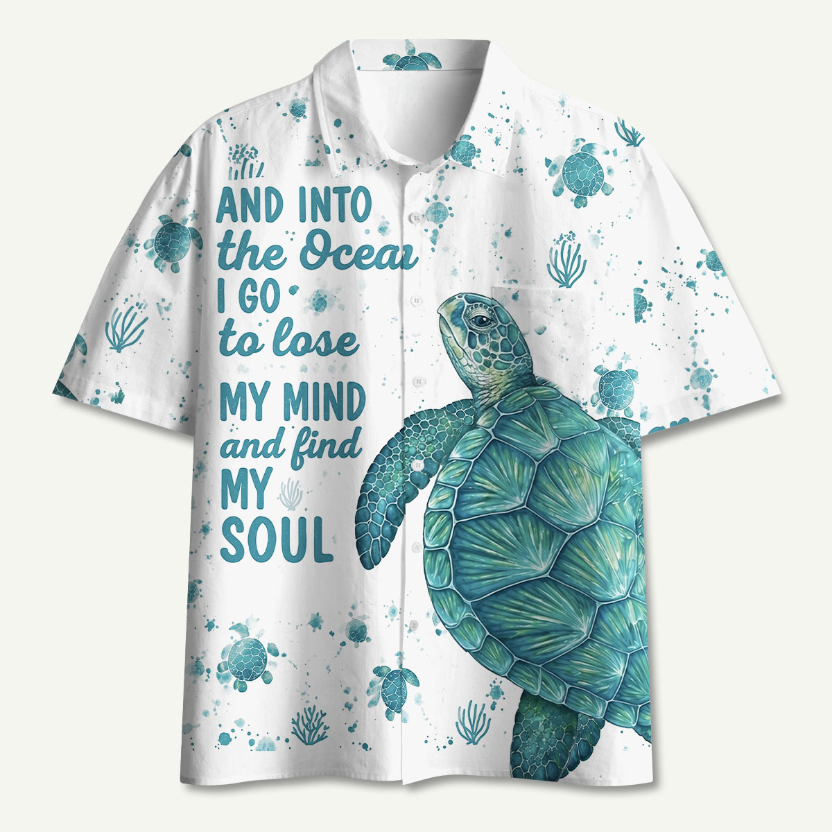 Sea Turtle Ocean Quote Hawaii Button Up Pocket Shirt