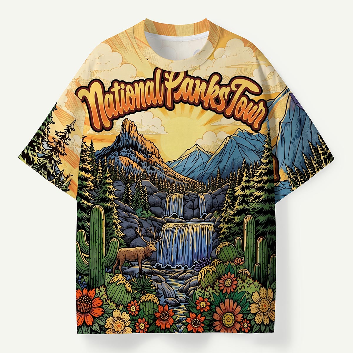 Mountain Waterfall Scenic Landscape National Parks Premium Eco Tee