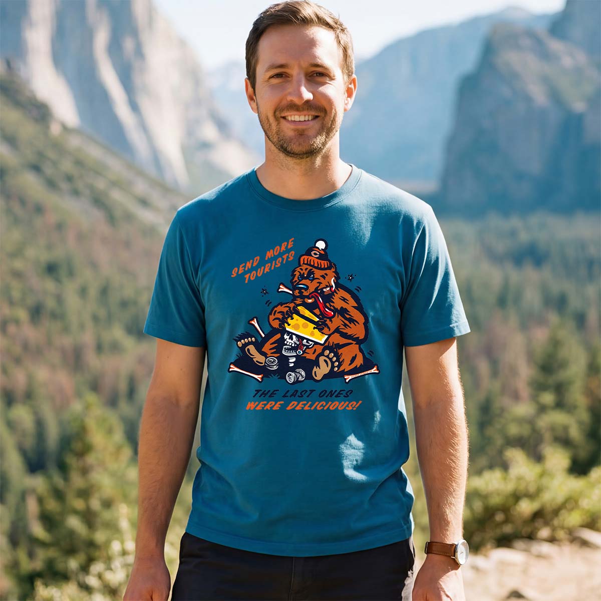 Send More Tourists Vintage Funny Bear T-Shirt