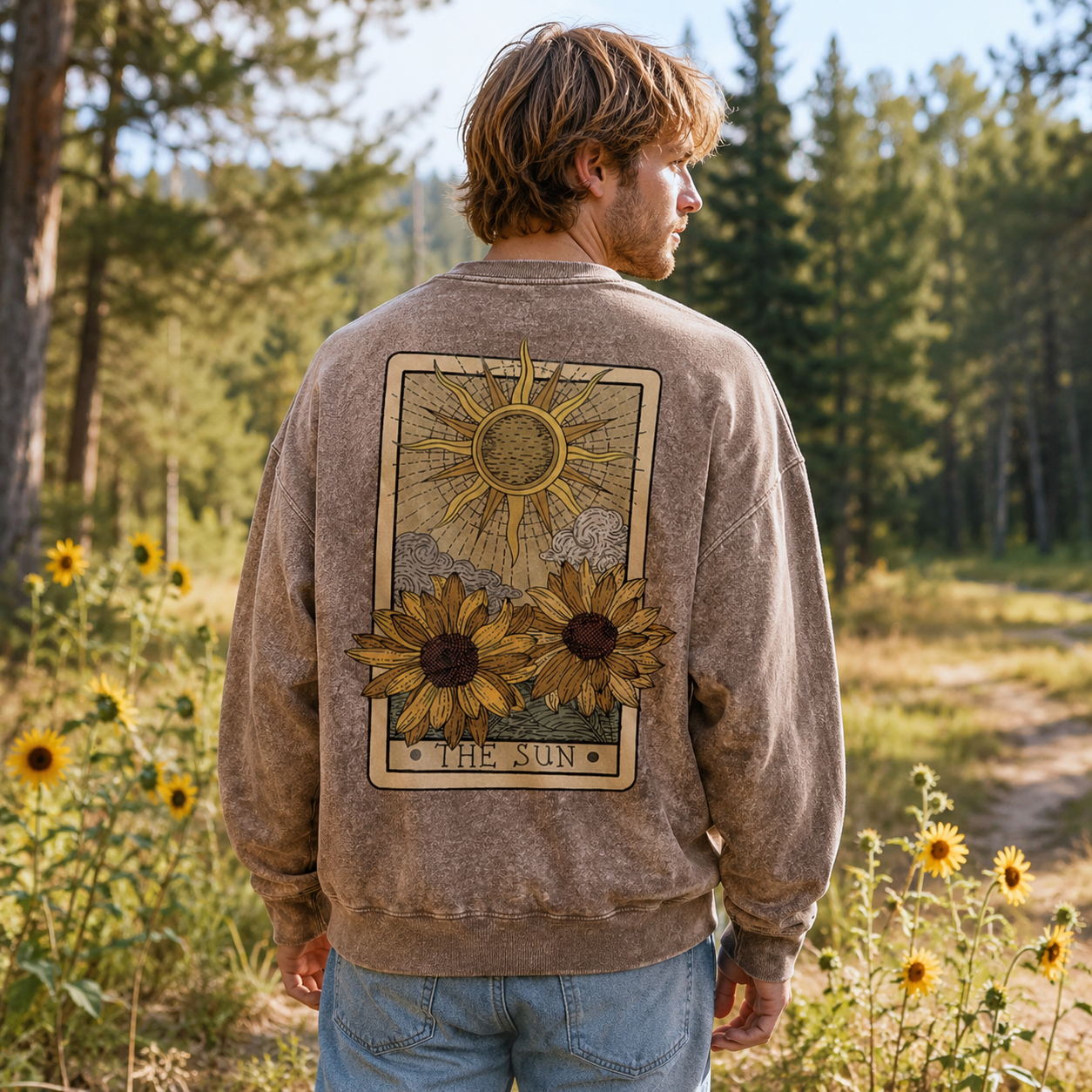 The Sun in Sunflower Season Washed Sweatshirts