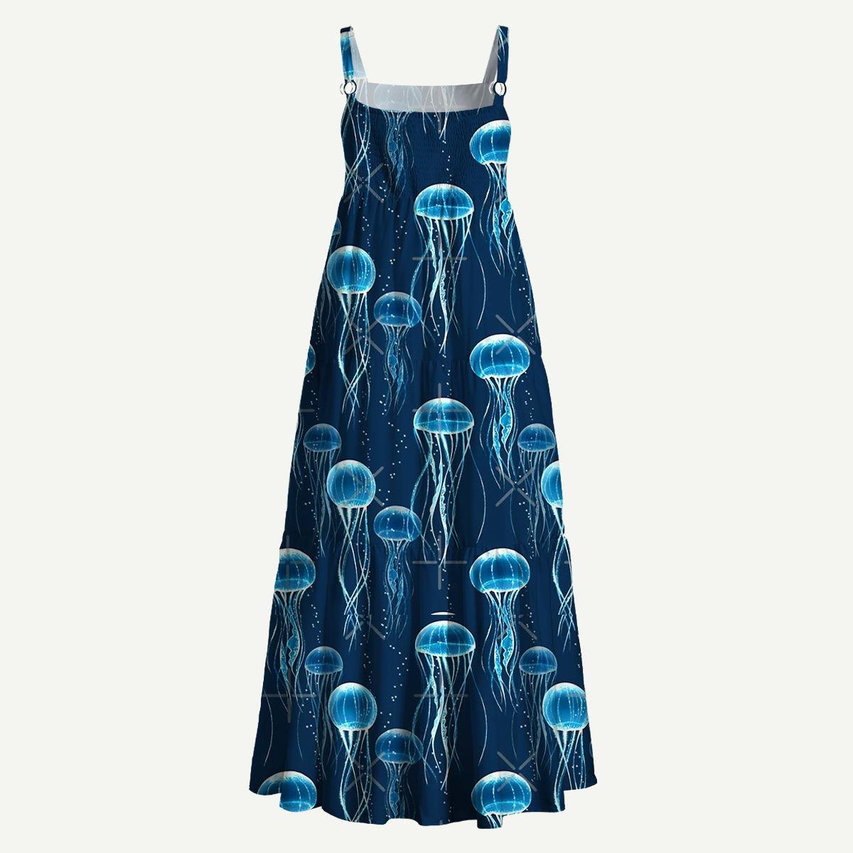 Glowing Jellyfish Straps Maxi Dress With Pocket