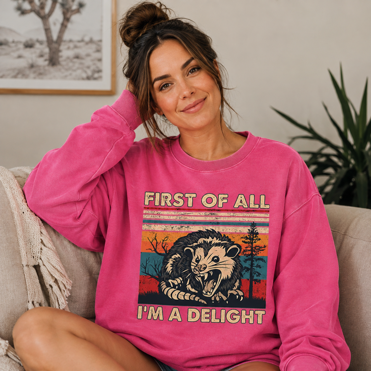First of All I’m a Delight Opossum  Washed Sweatshirts