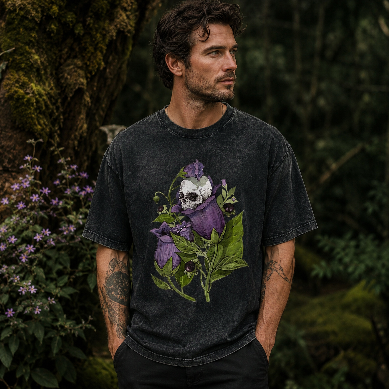 Skull in the Belladonna Washed T-Shirt
