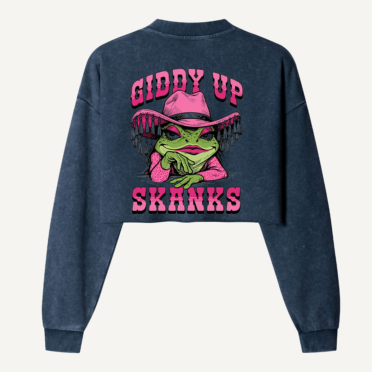 Giddy Up Shrimpies Western Shrimp Women's Washed Cropped Sweatshirt