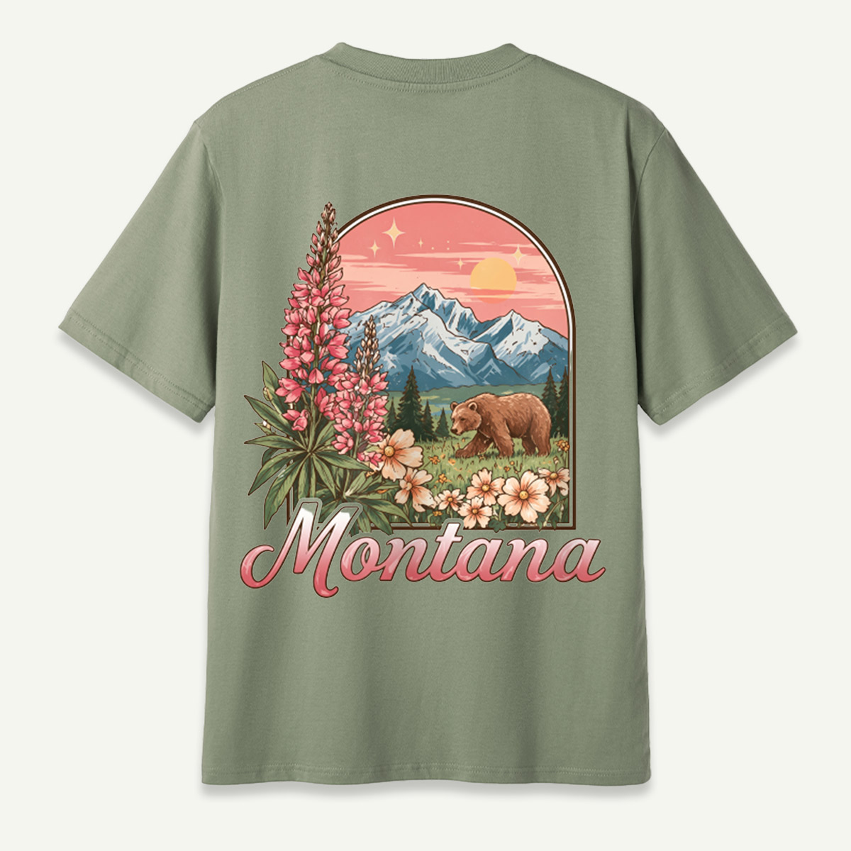 Montana Wildflowers Bear Mountain Landscape T-Shirt
