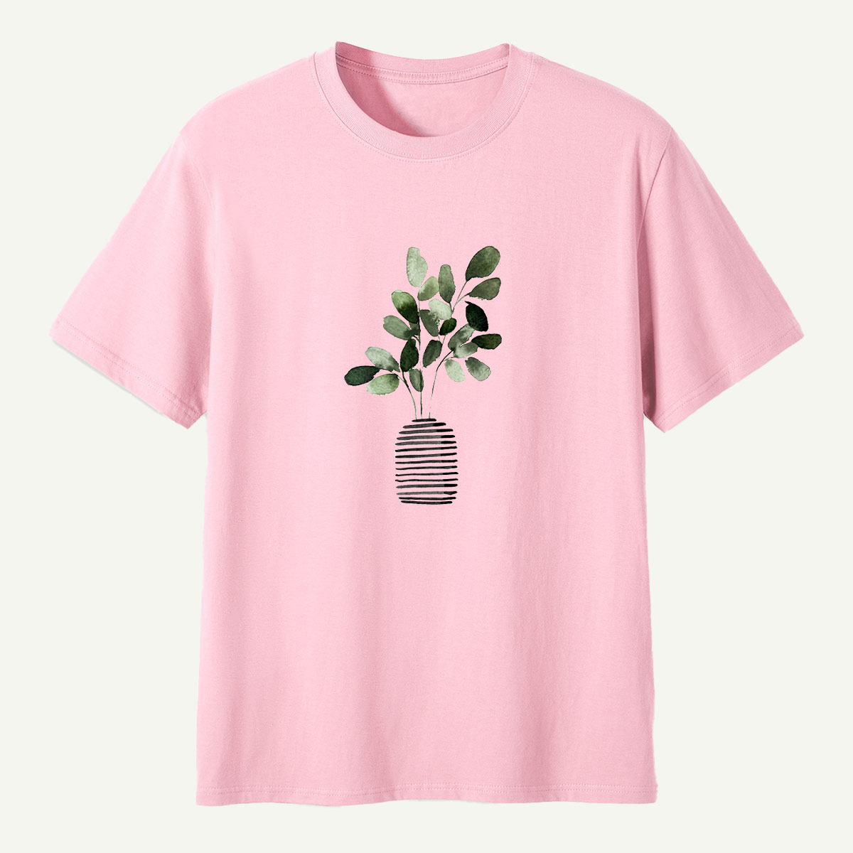 Botanical Leaves In Striped Vase T-Shirt