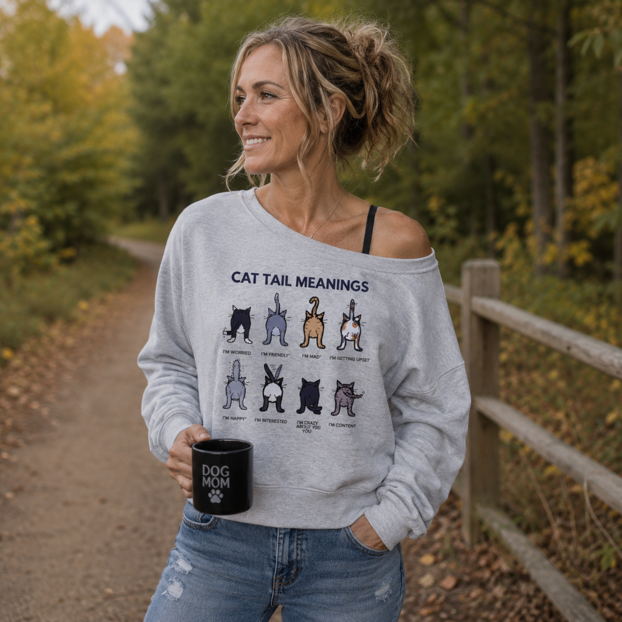 Cattail Vitamins Cat Chart Women Off Shoulder Sweatshirt