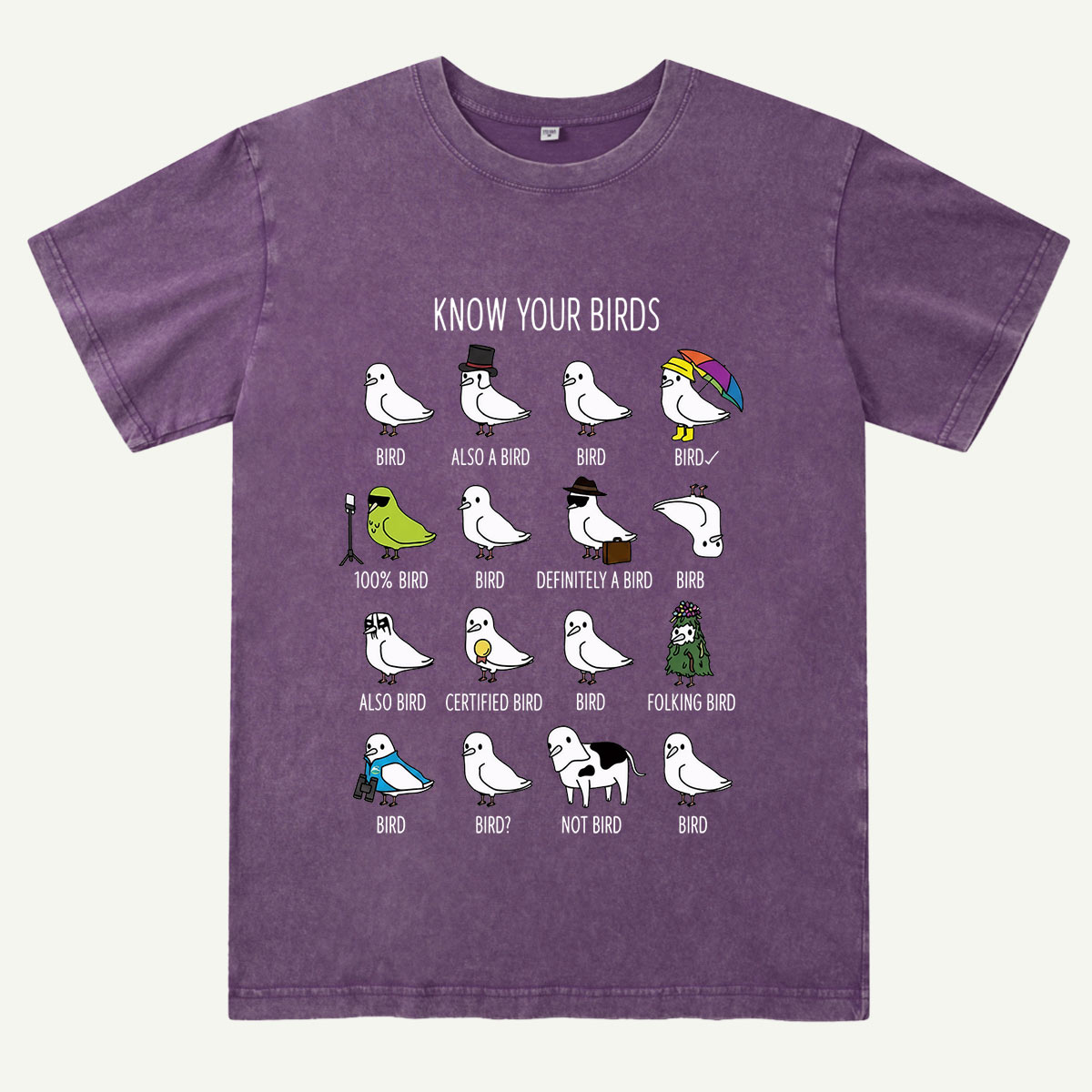 Know Your Birds Bird Chart Washed T-Shirt