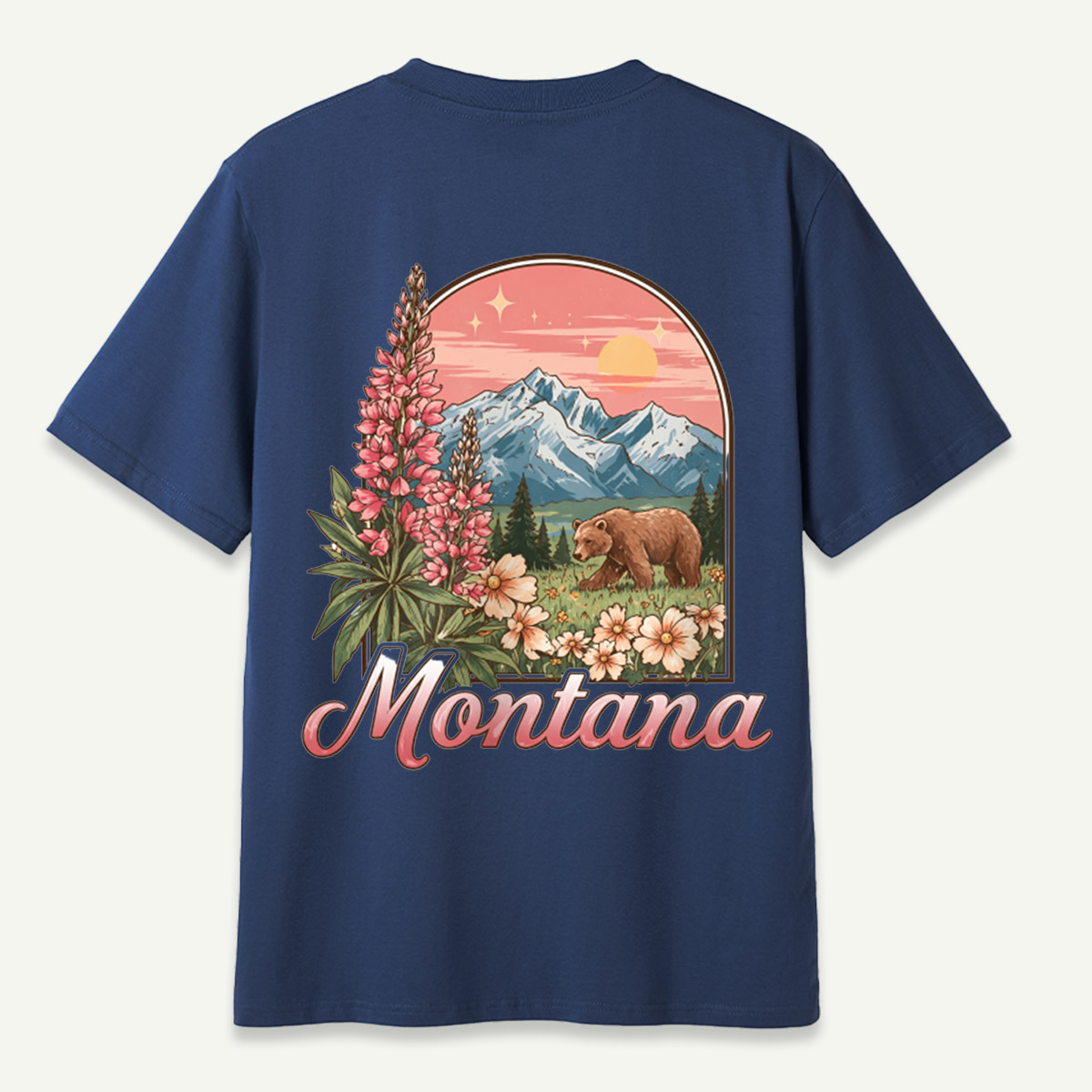 Montana Wildflowers Bear Mountain Landscape T-Shirt