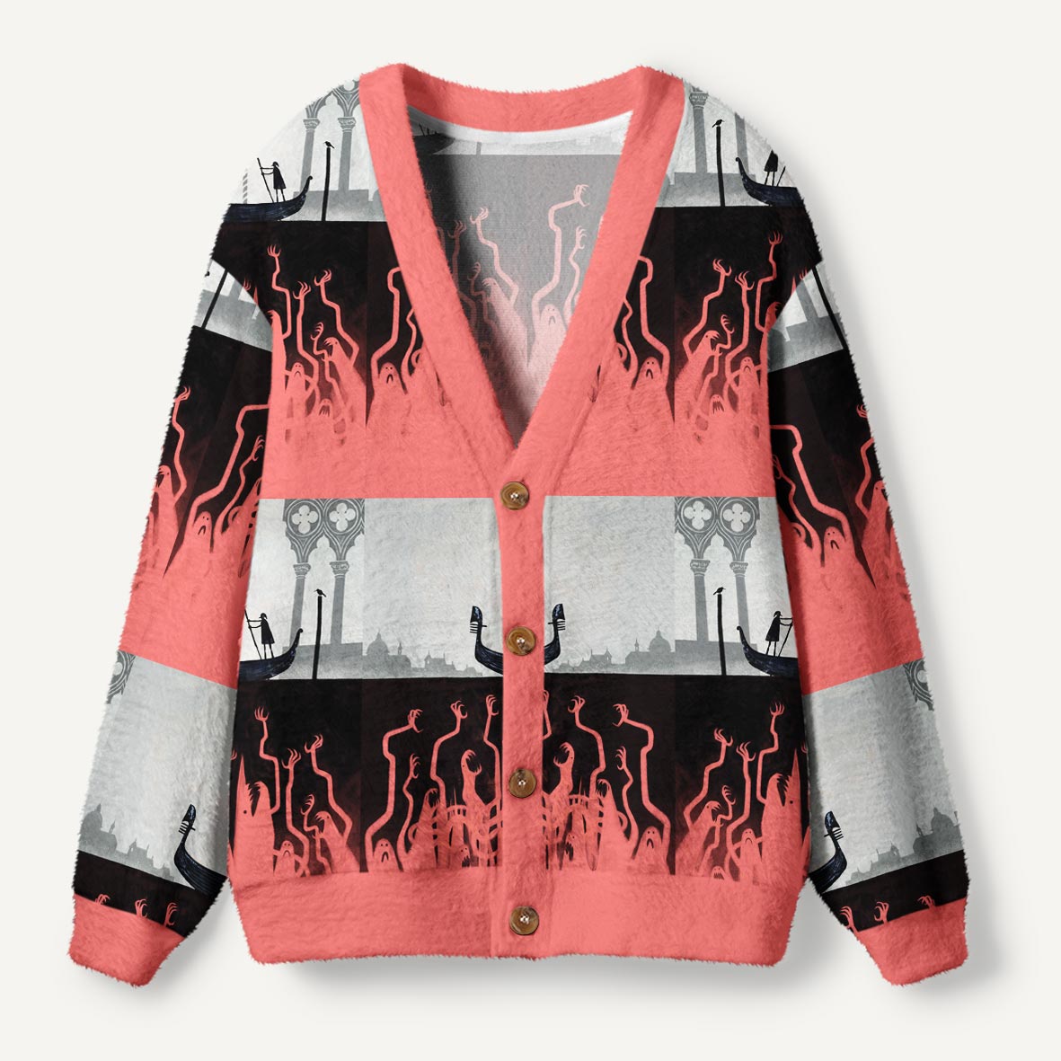 Haunted Venice Ghost Hands Beneath The Gondola Ugly Cardigan Sweaters
