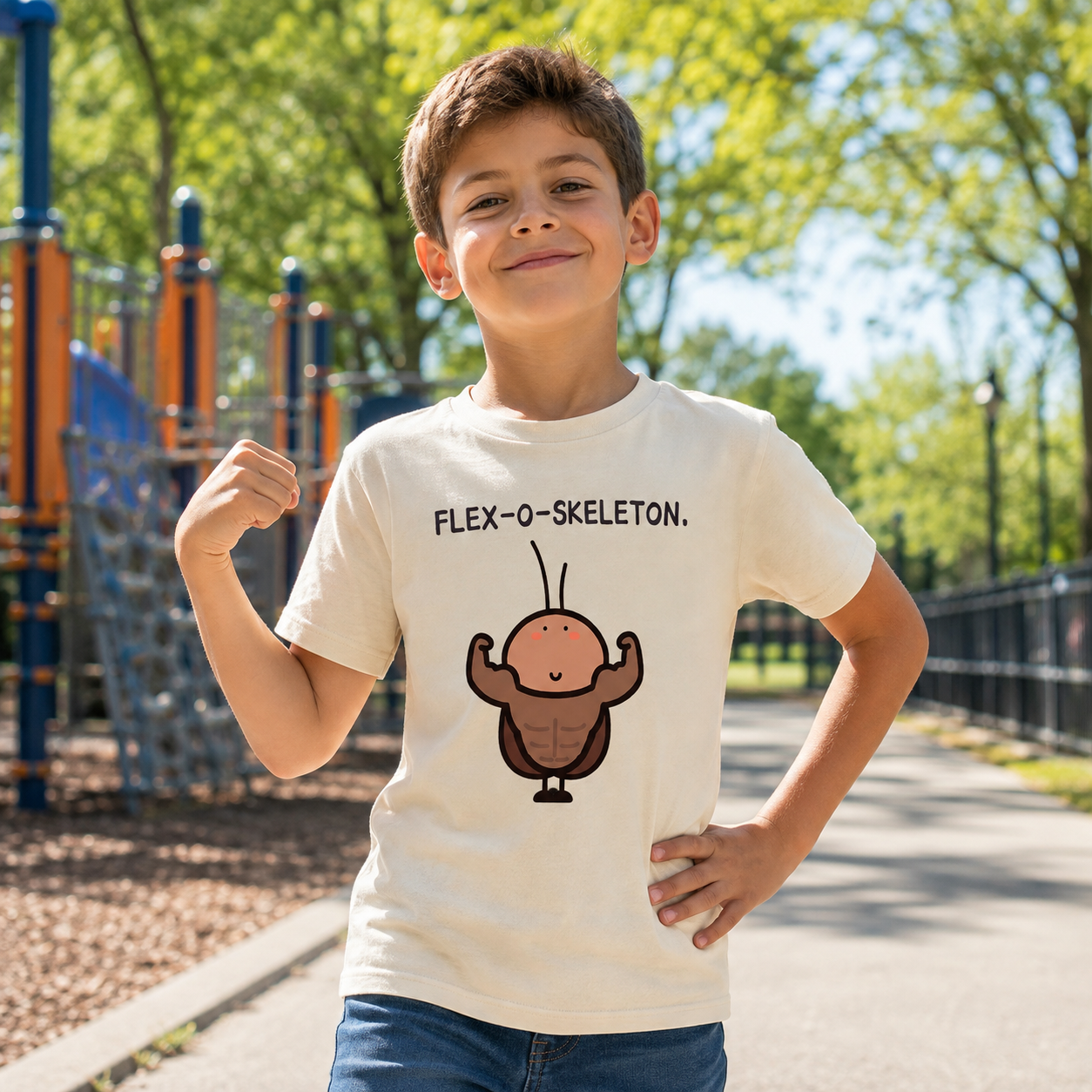 Flex-O-Skeleton Muscles Bug Kids T-Shirt