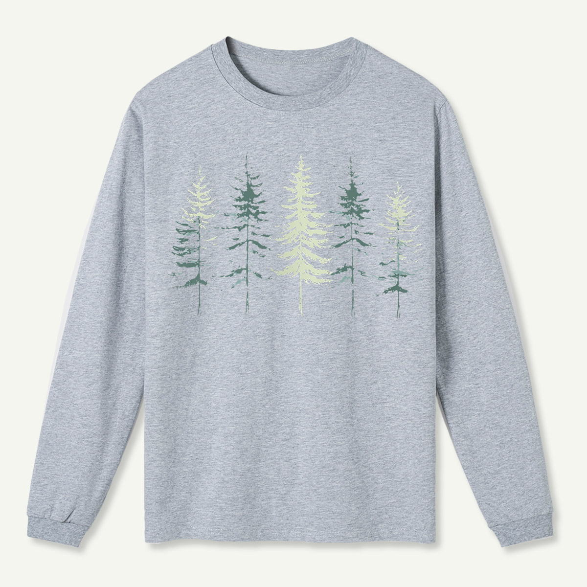 Minimal Pine Forest Silhouette  Long Sleeve T-Shirt