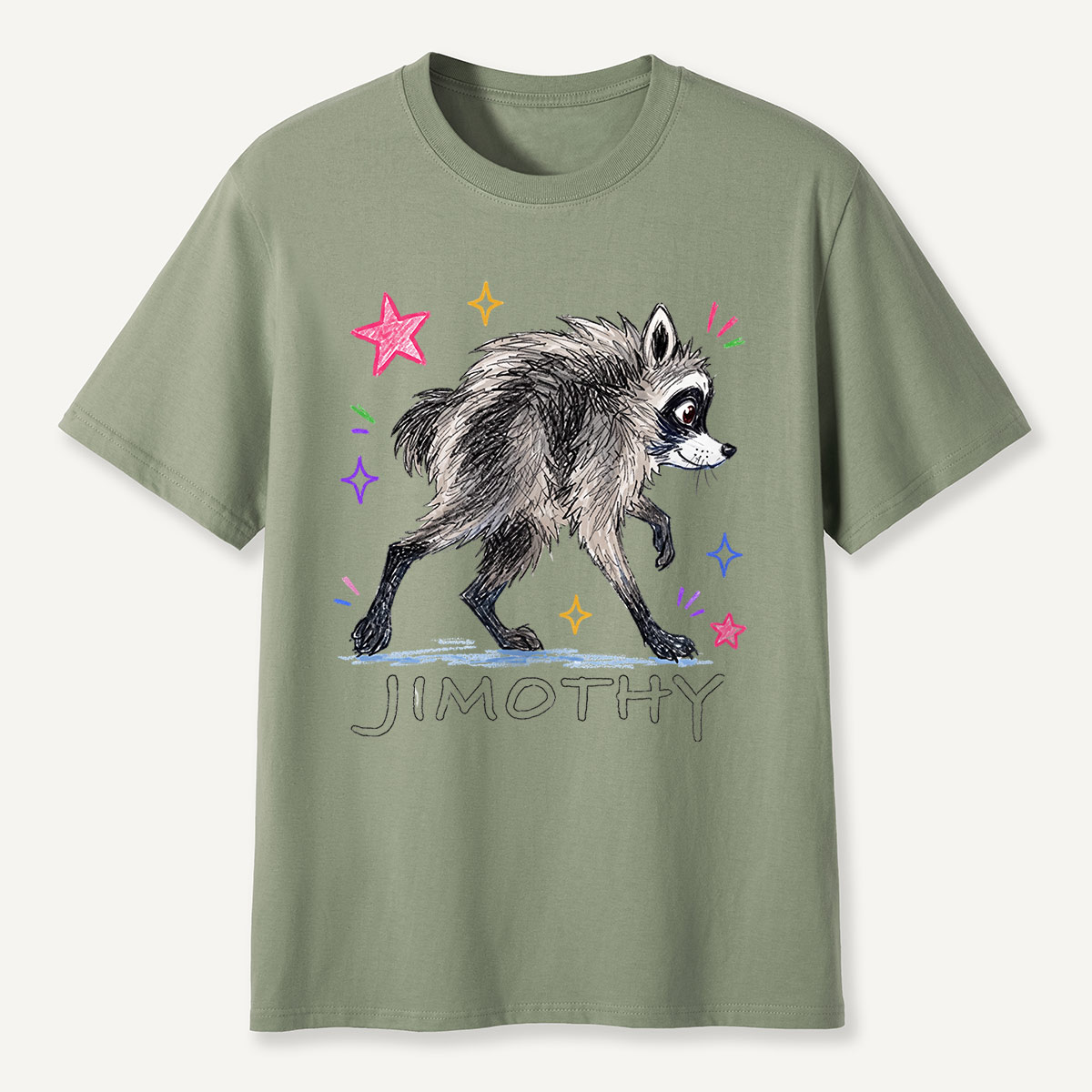 Jimothy Colorful Stars Playful Raccoon  T-Shirt