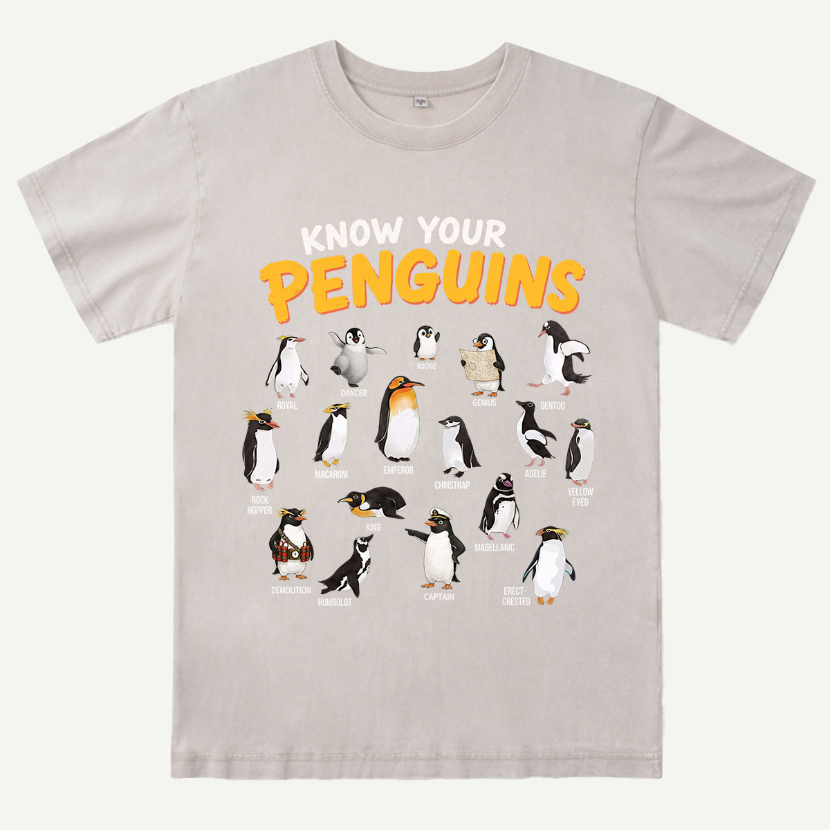 Know Your Penguins Penguin Species Washed T-Shirt
