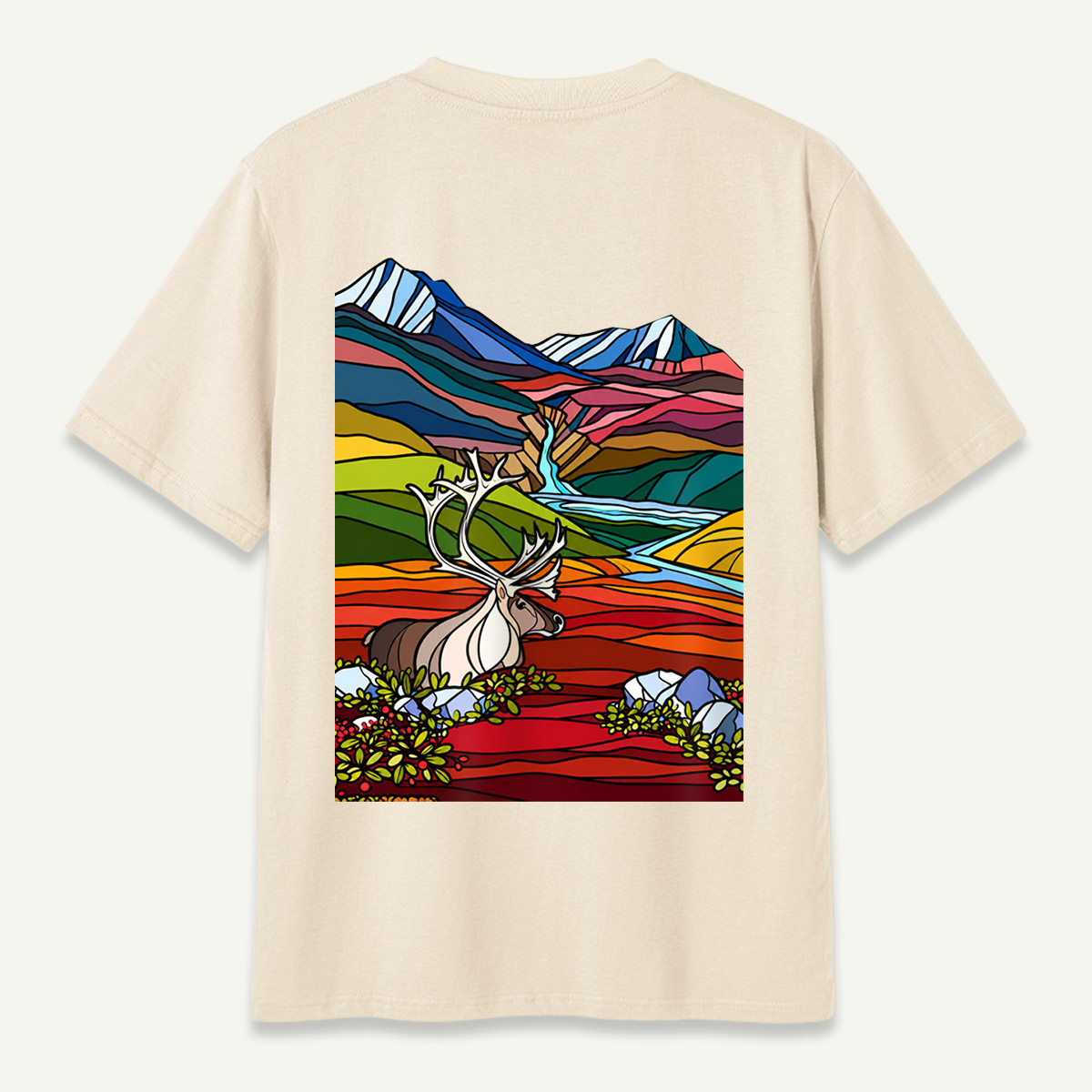 Caribou Tundra Mountain Valley Wilderness Landscape T-Shirt