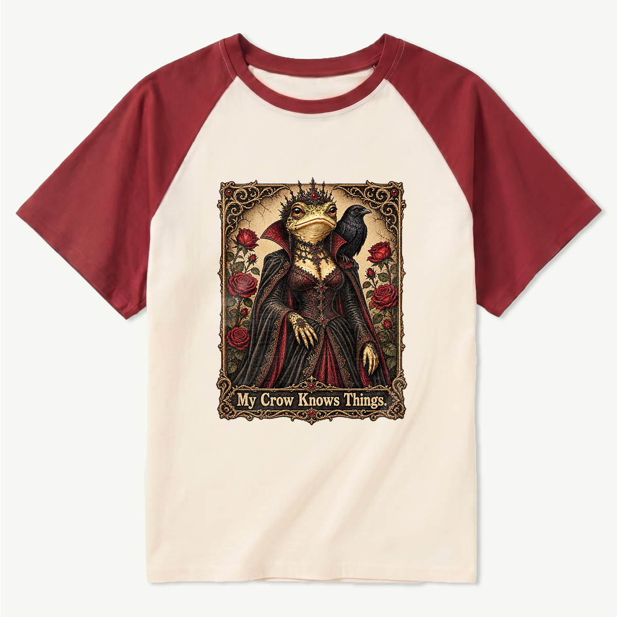 My Crow Knows Things Gothic Frog Witch Raglan T-Shirt