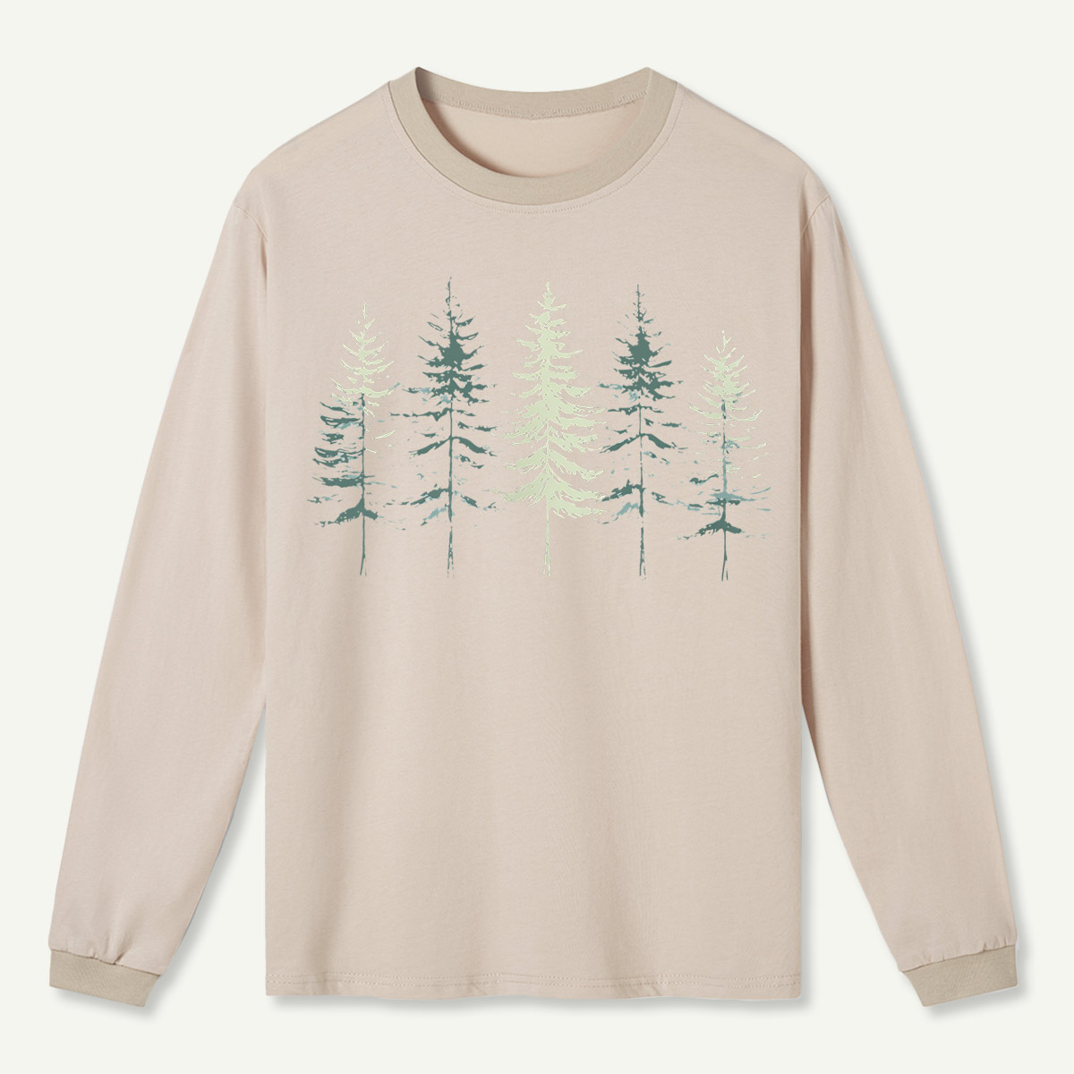 Minimal Pine Forest Silhouette  Long Sleeve T-Shirt