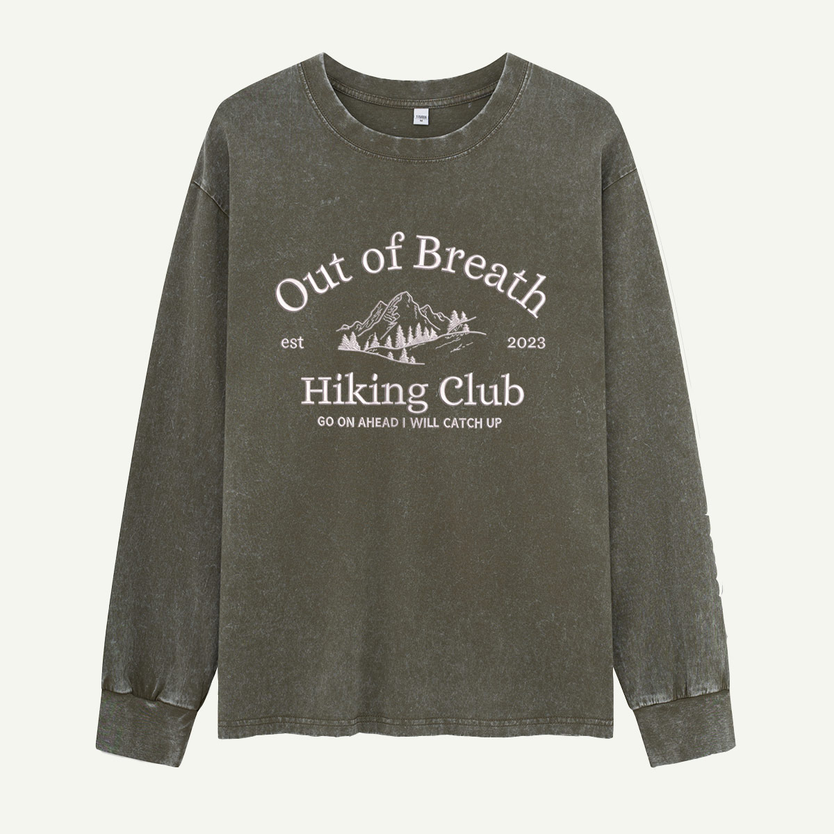 Out of Breath Hiking Club Catch Up Later Embroidered Washed Long Sleeves