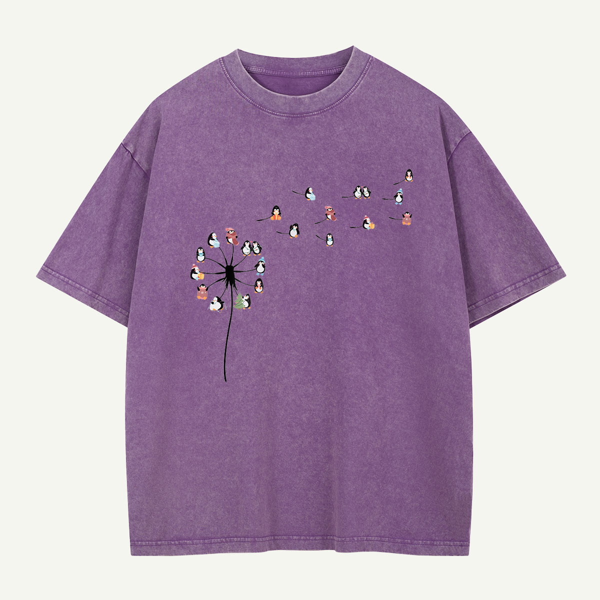 Penguins Gone with the Wind Washed T-Shirt