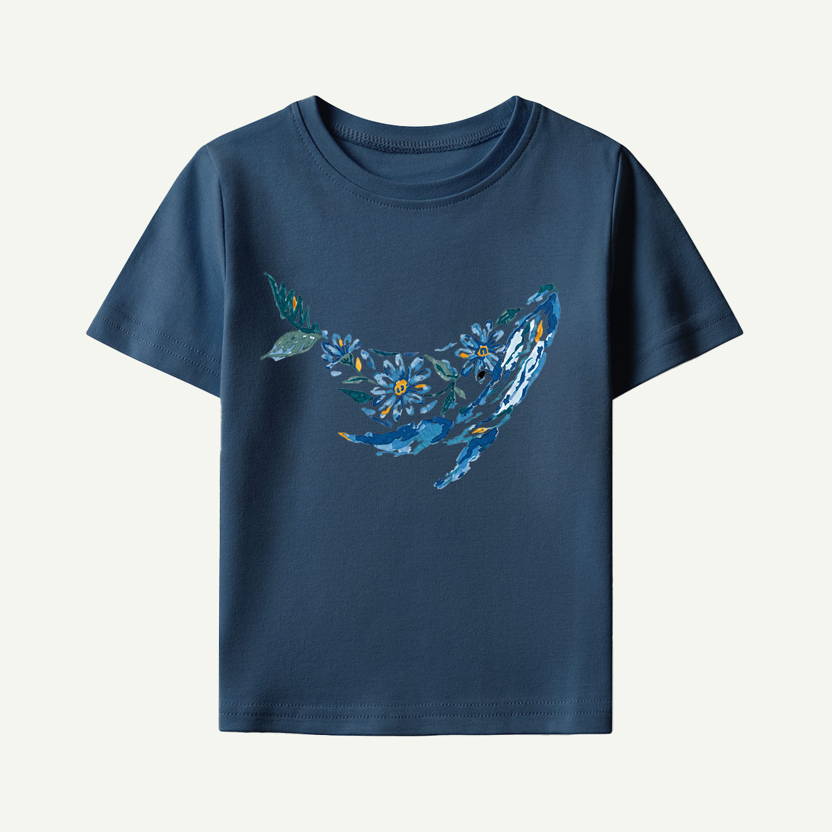 Floral Whale Silhouette Kids T-Shirt