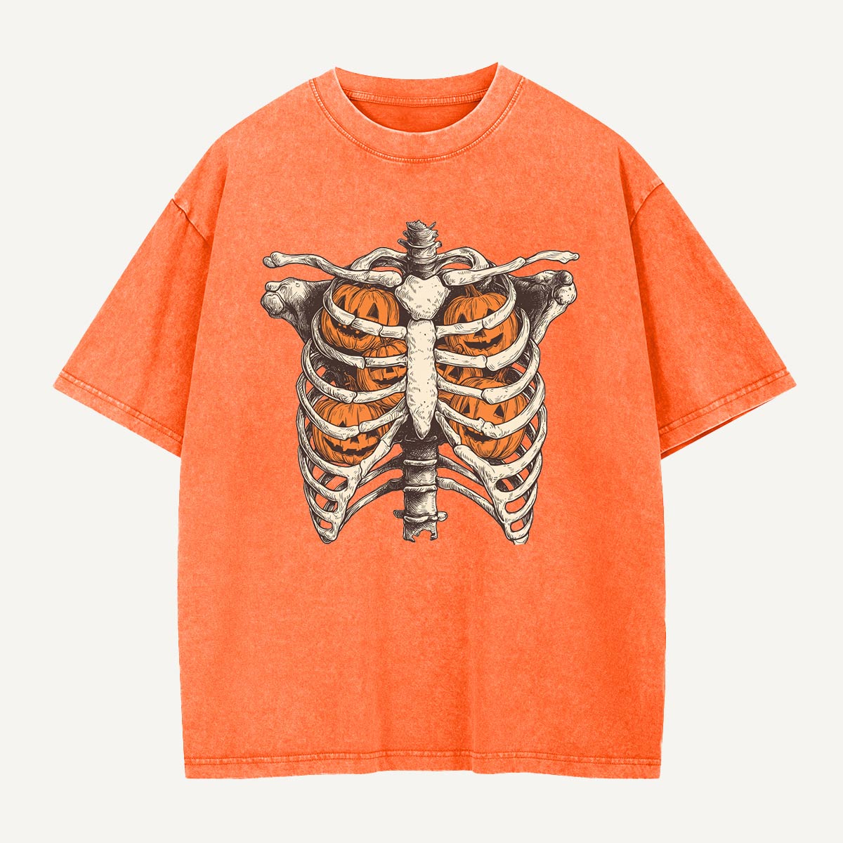  Pumpkin Cage Chest Washed T-Shirt