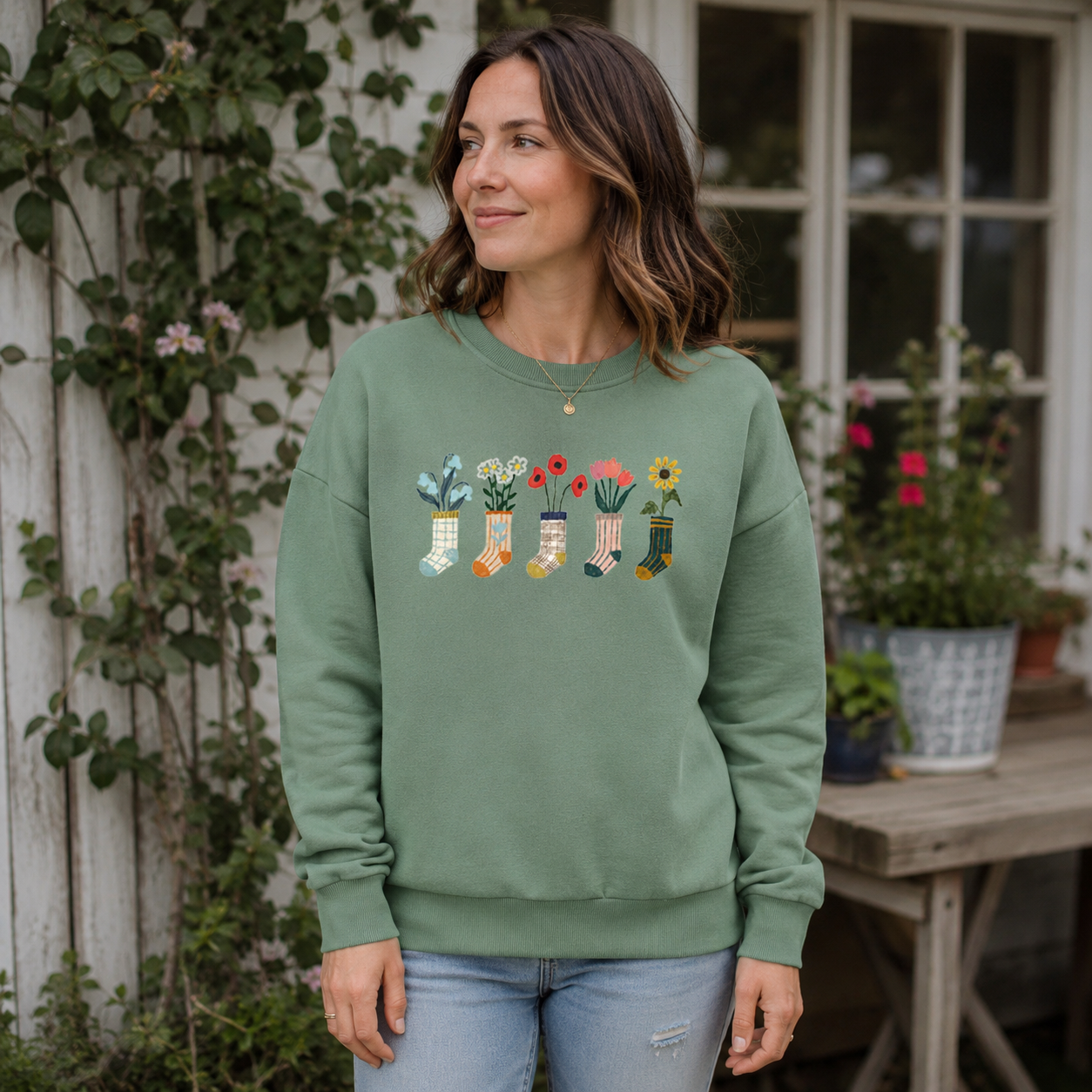 Flower Sock Vase Sweatshirts