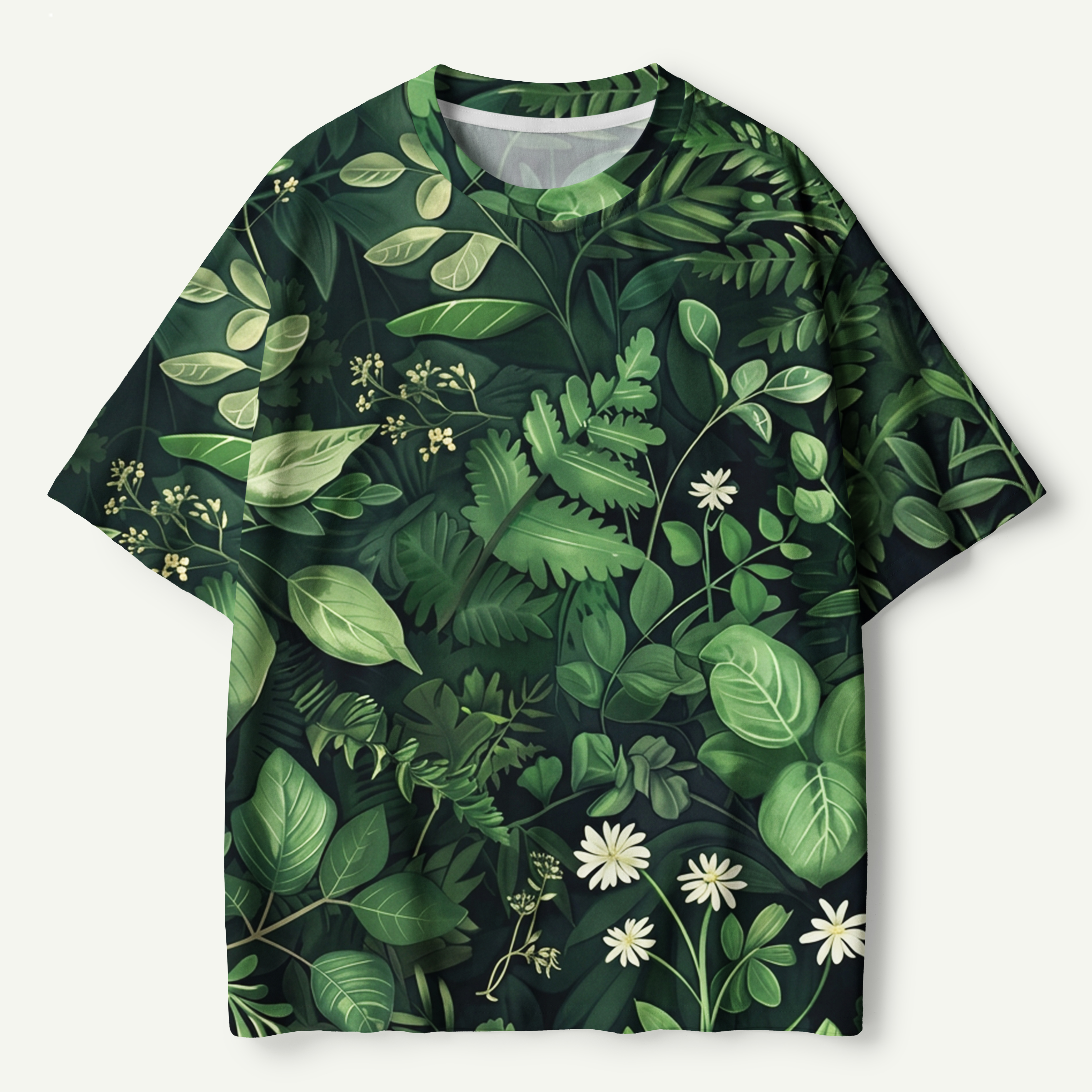 Deep Forest Fern Botanical Pattern Premium Cotton Tee
