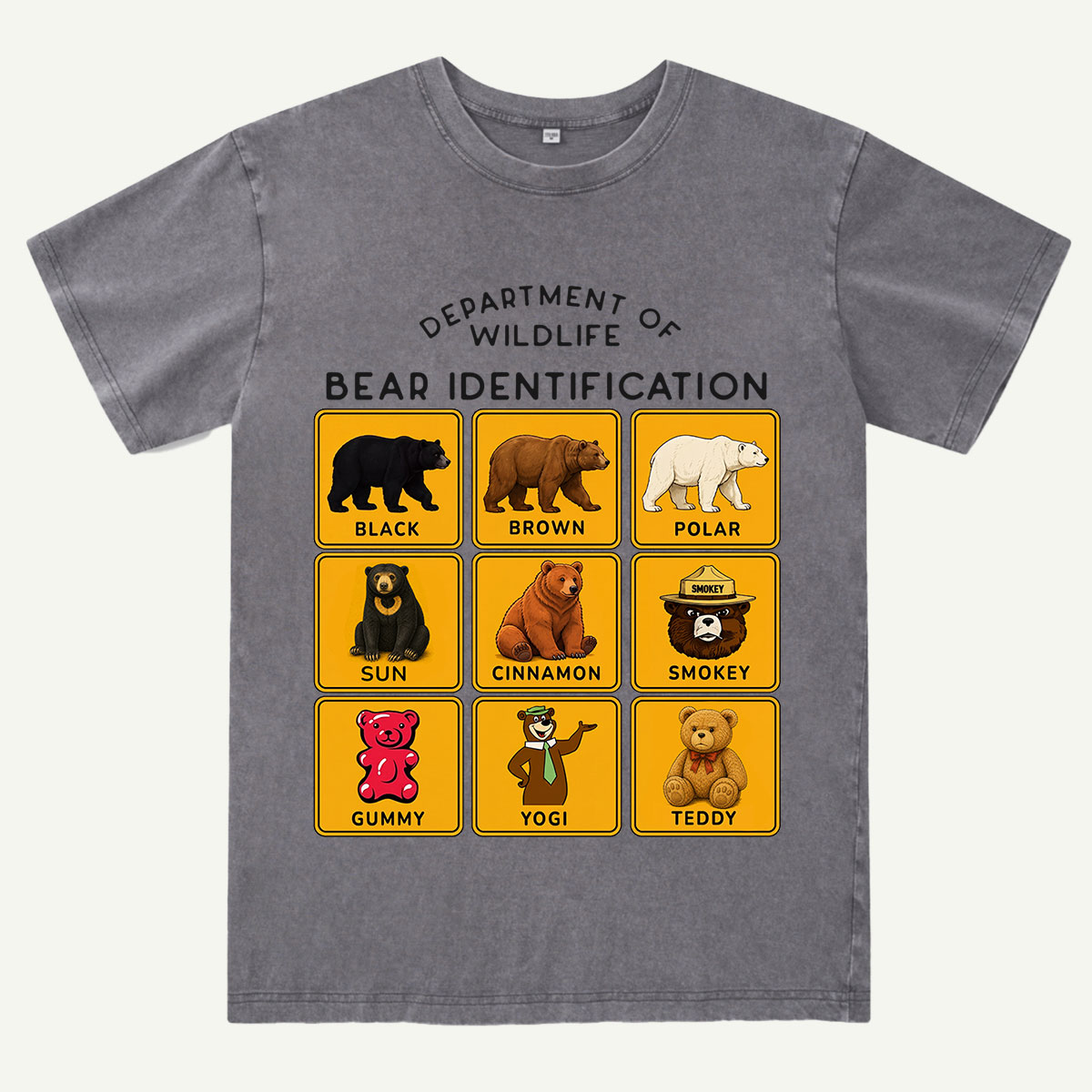 Department of Wildlife Bear Identification Washed T-Shirt