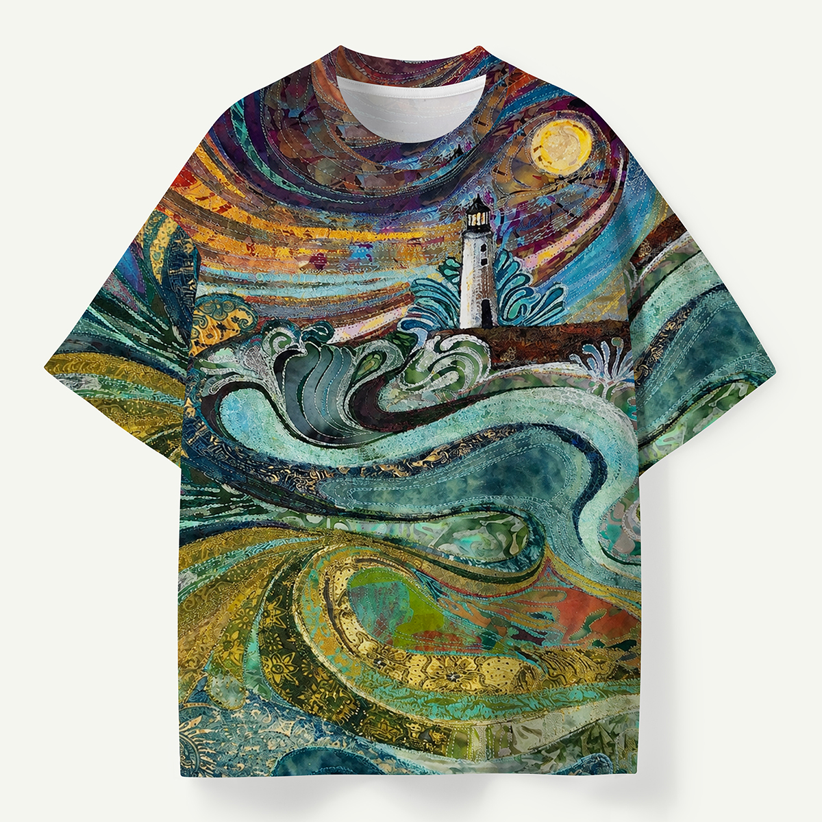 Moonlit Ocean Lighthouse Premium Cotton Tee