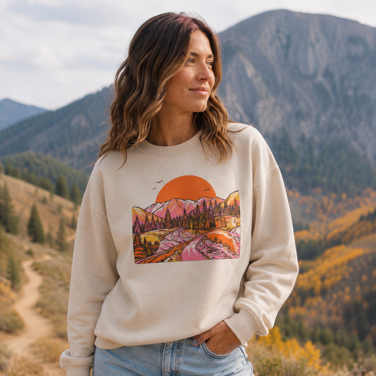 Colorful Mountain Landscape Sweatshirts