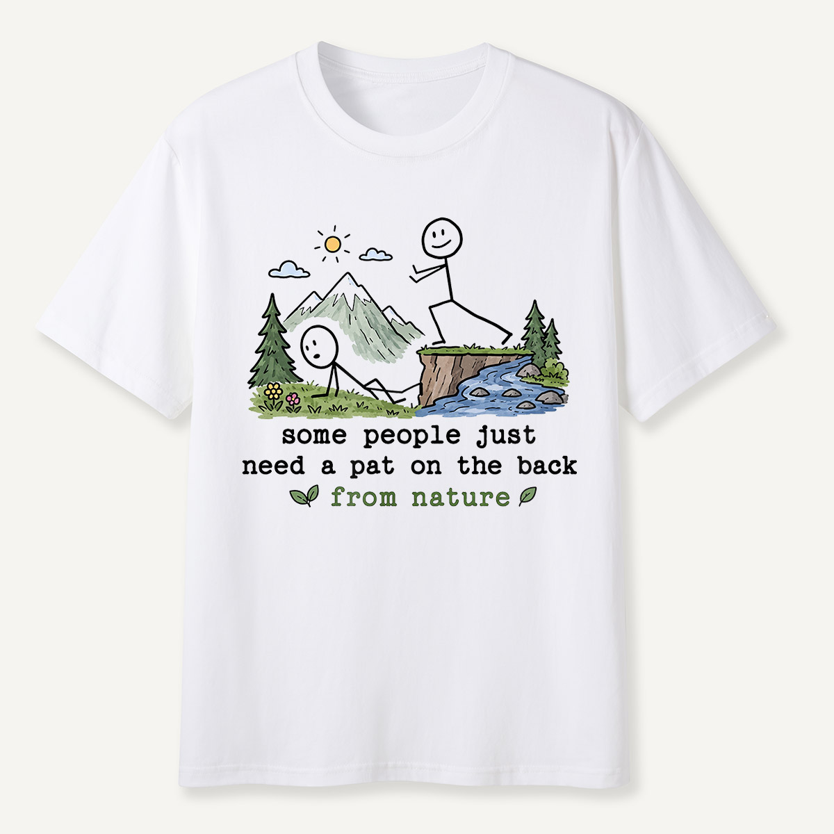 Pat on the Back from Nature Stick Figure Hiking T-Shirt