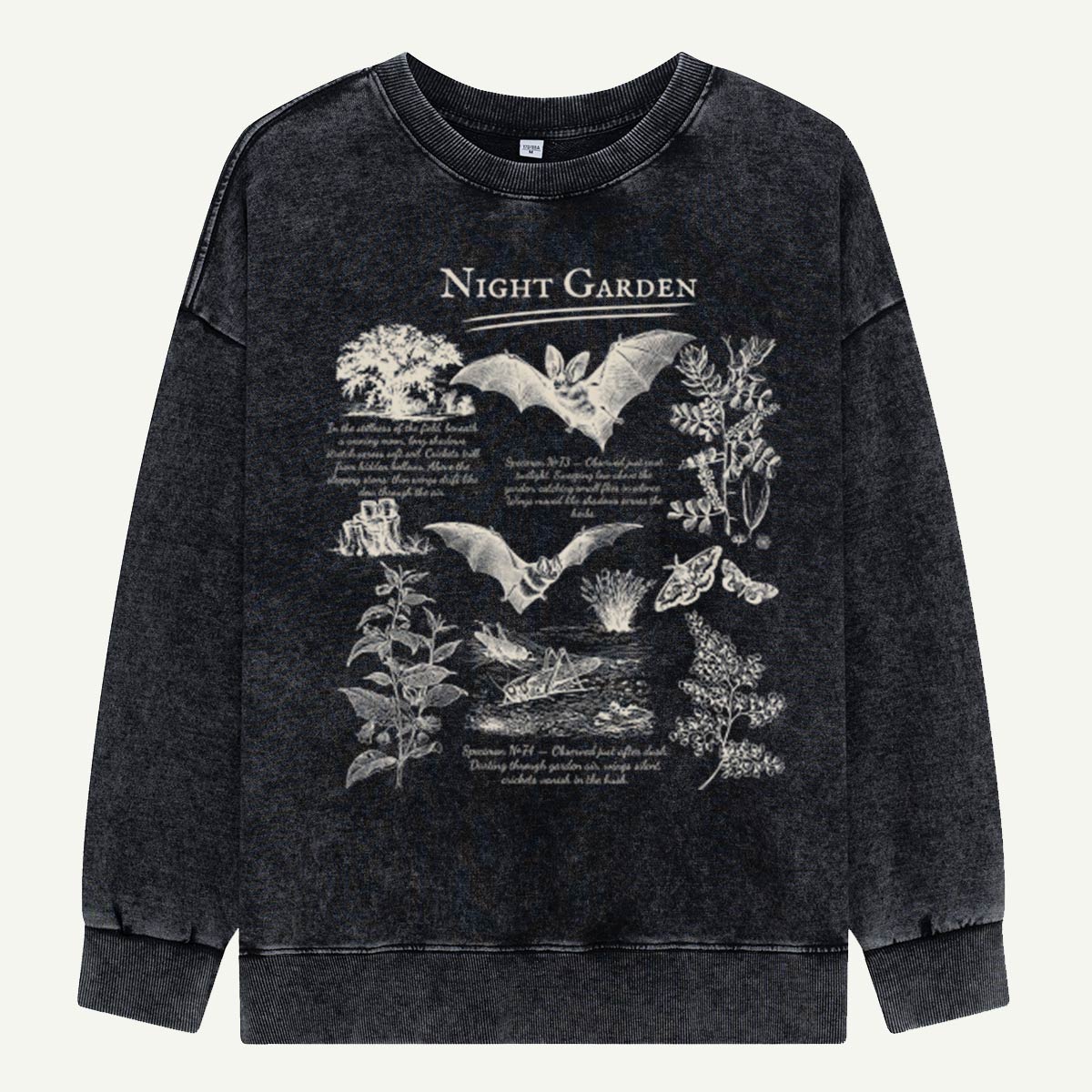 Night Garden Bats and Plants Washed Sweatshirts