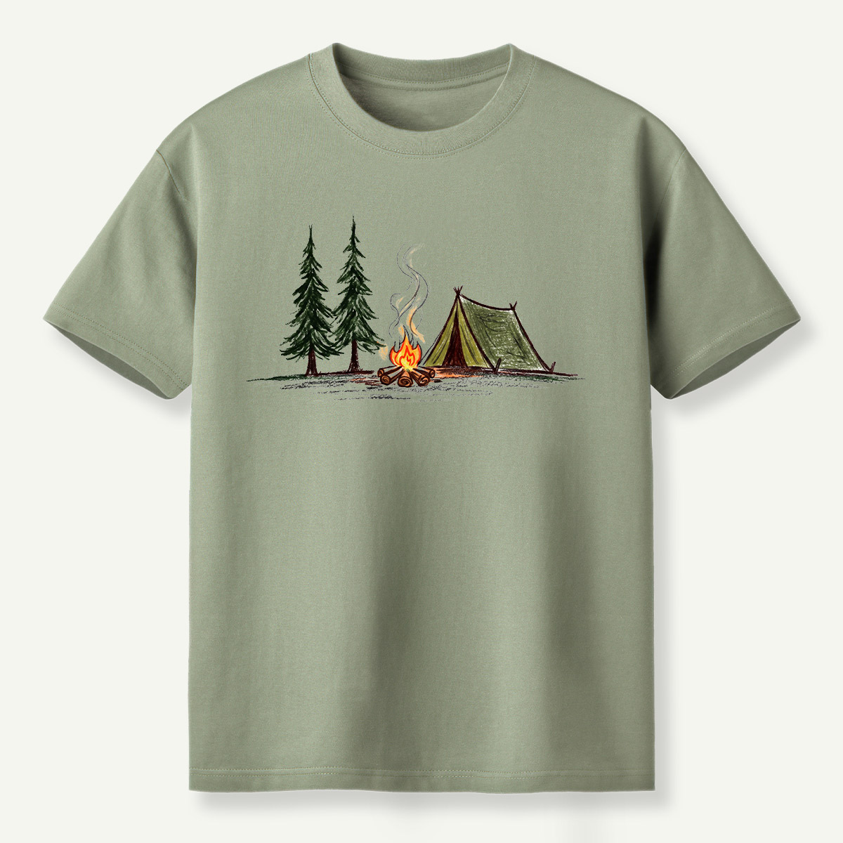 Campfire Tent Pine Forest Escape T-Shirt