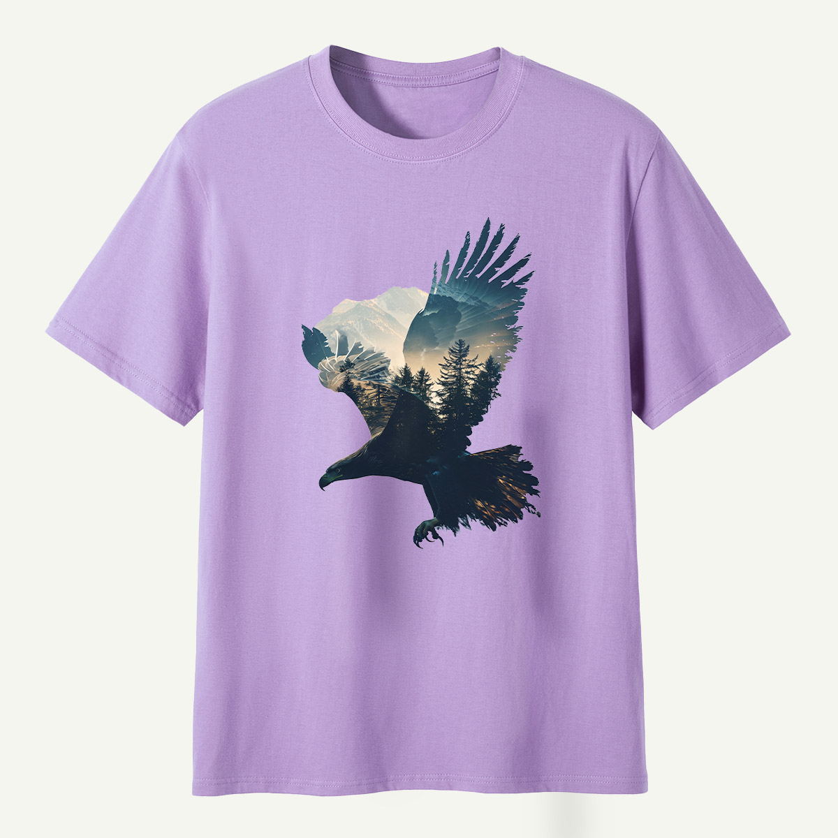 Bald Eagle Mountain Forest Double Exposure T-Shirt